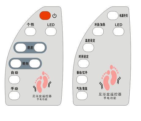 硅胶足浴盆遥控器LED