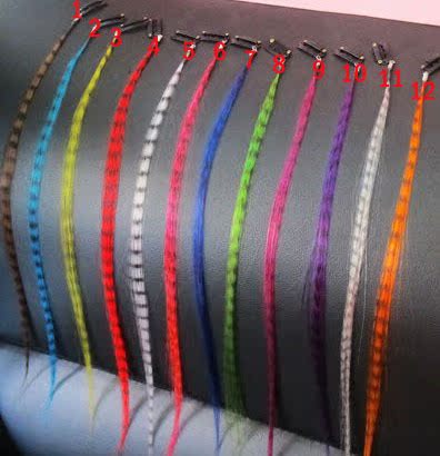 羽毛接发\/羽毛发片\/直发片\/卡子发\/舞会接发\/彩