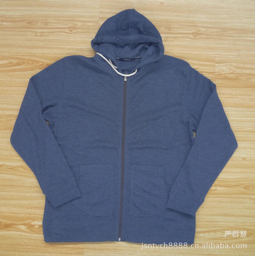 JedWalken日单男装棉混<em>华夫格</em>风帽<em>拉链开衫</em>男