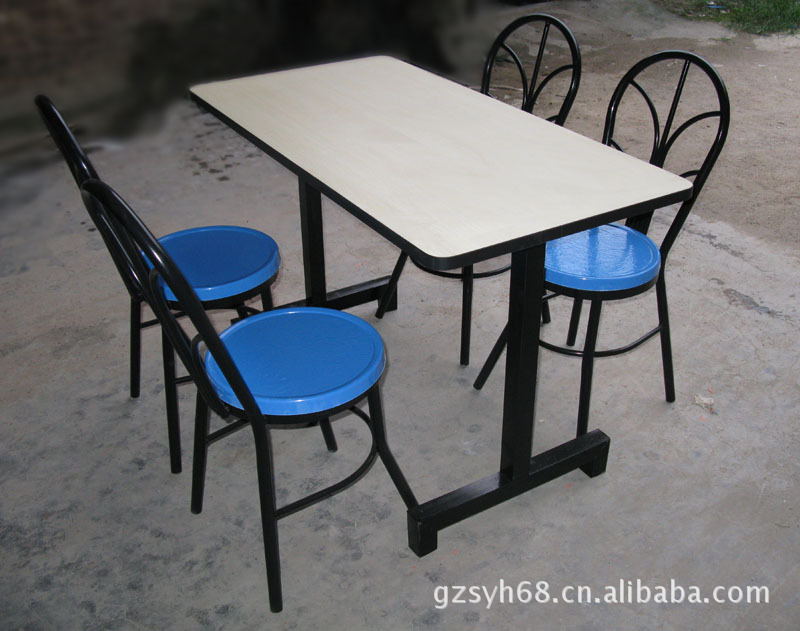 热销新款番禺饭堂餐桌椅 连体餐桌 玻璃钢餐桌