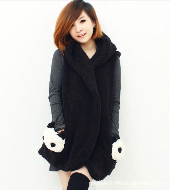 秋装新款 韩版<em>女马甲 背心</em> 保暖 可爱熊猫 女装