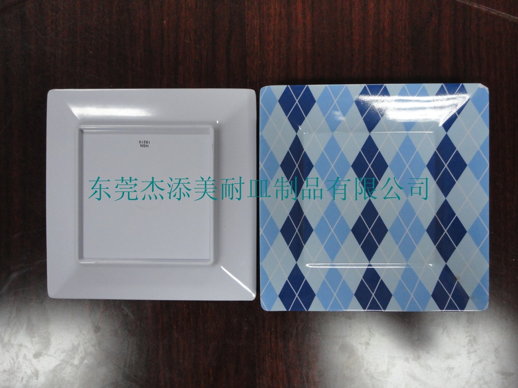 【蓝白格子图【四方密胺盘】耐用 美耐皿】价