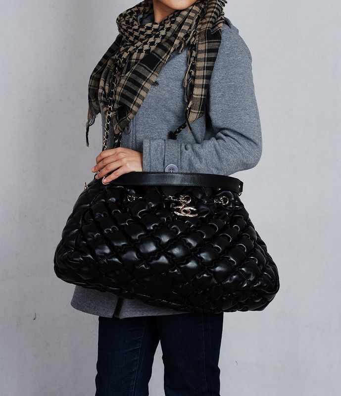 8804香奈儿黑金色荔枝纹女包 欧美风 斜挎包单