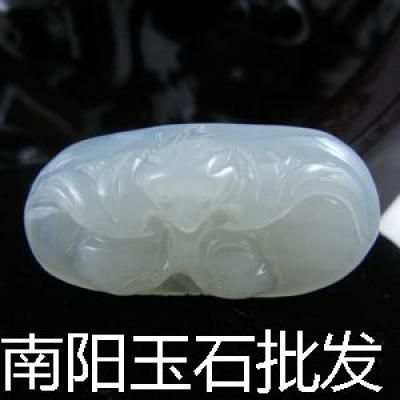 和田玉青白玉福到吊坠 手工雕刻 和田玉批发 玉