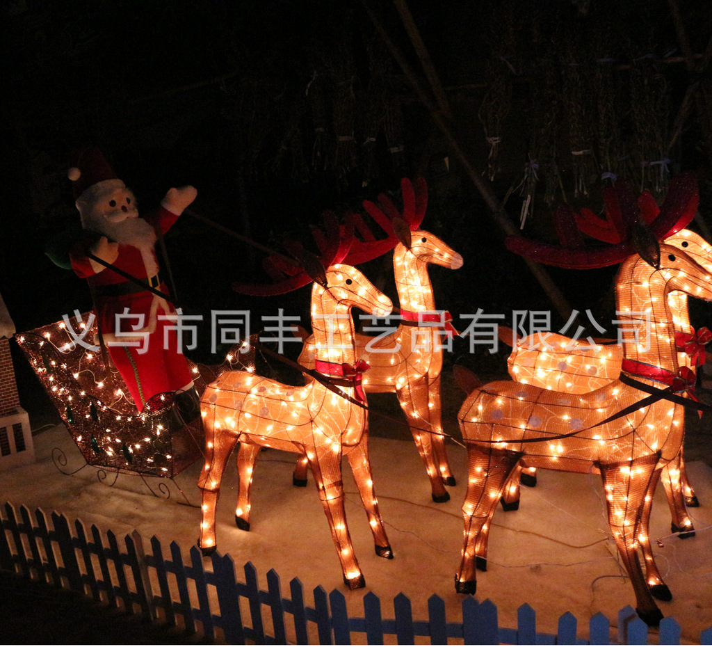 珠子鹿 雪花鹿 珠子聖誕鹿 聖誕鹿拉車 雪花聖誕鹿 珠子聖誕鹿拉雪橇