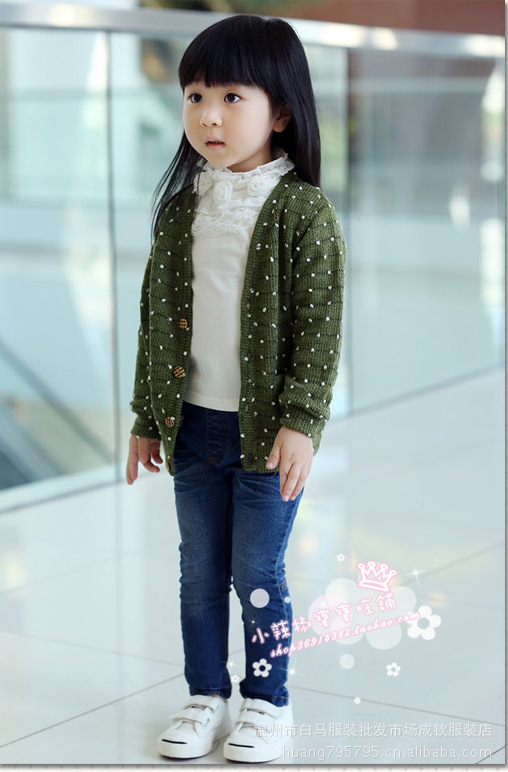 淘气蛋蛋 <em>秋女</em>童装 满天星细毛线木扣<em>开衫外套</em>