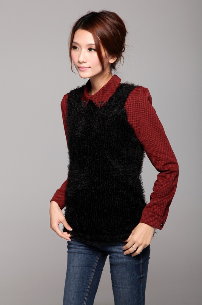 【2012冬季新款 淑女简约 烫钻<em>衬衣领 羽毛</em>纱 