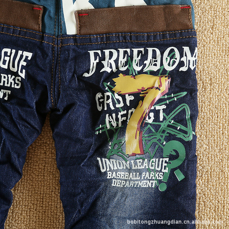 童装批发 韩版男童牛仔裤 时尚夹棉牛仔裤长裤