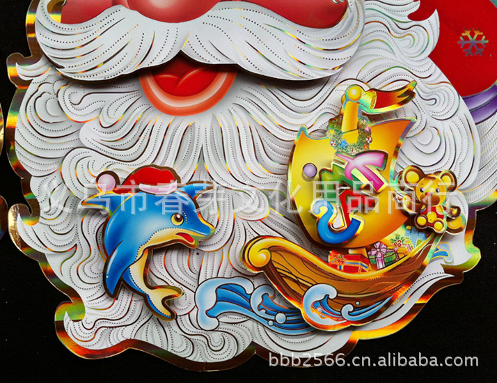 诞工艺品 圣诞贴画 贴纸 帆船老人头批发采购 贺