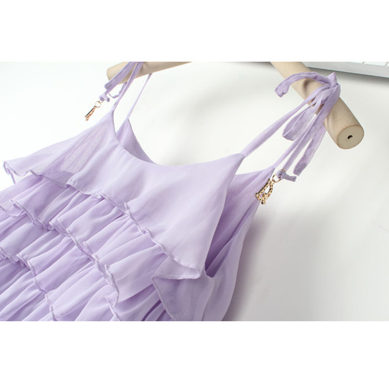 2012夏季新款淡紫色不规则鱼尾雪纺长裙 层层