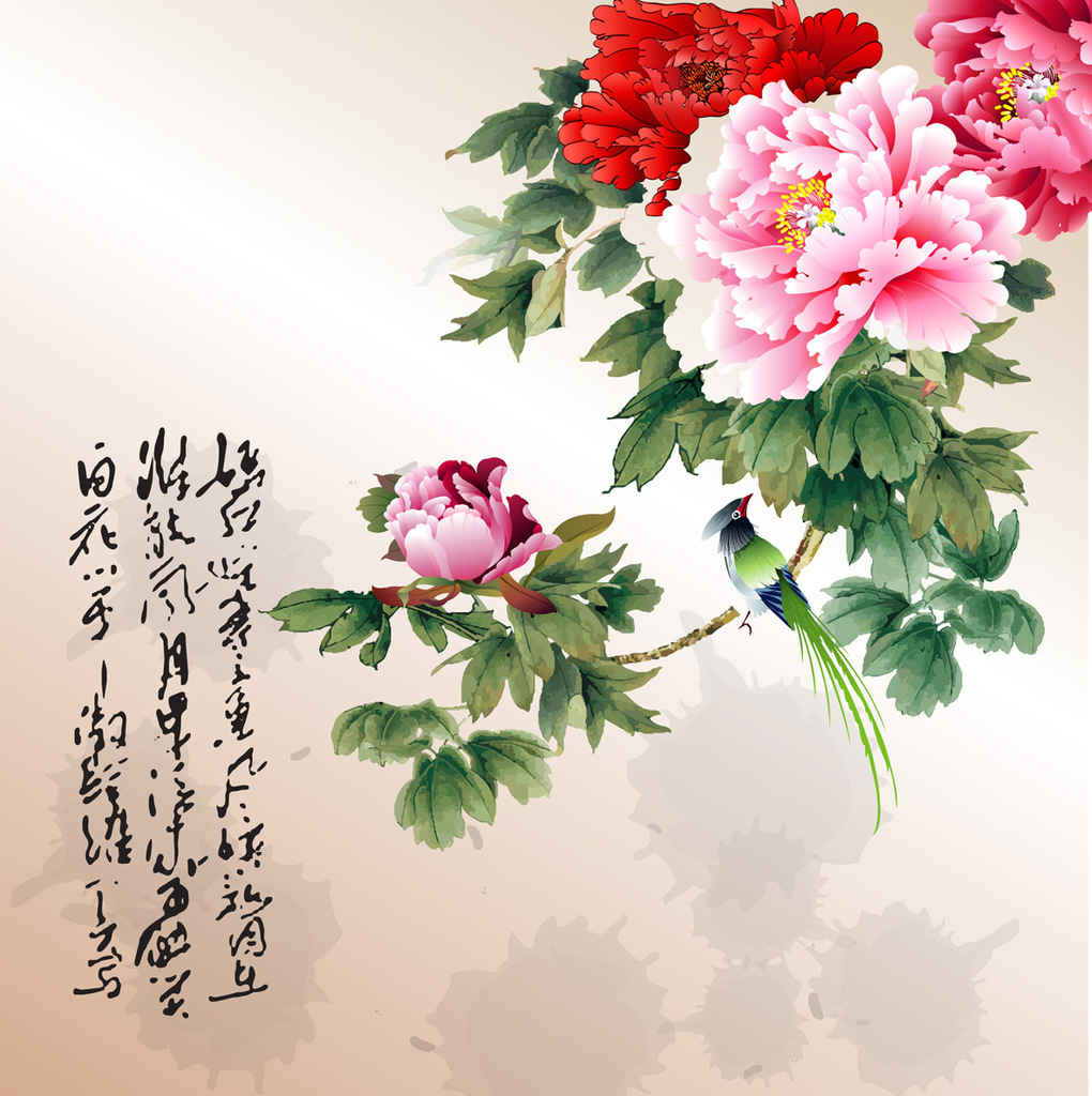 墙纸,壁纸-壁画/壁画厂家/古韵壁画/牡丹花图-墙纸,壁纸尽在阿里巴巴