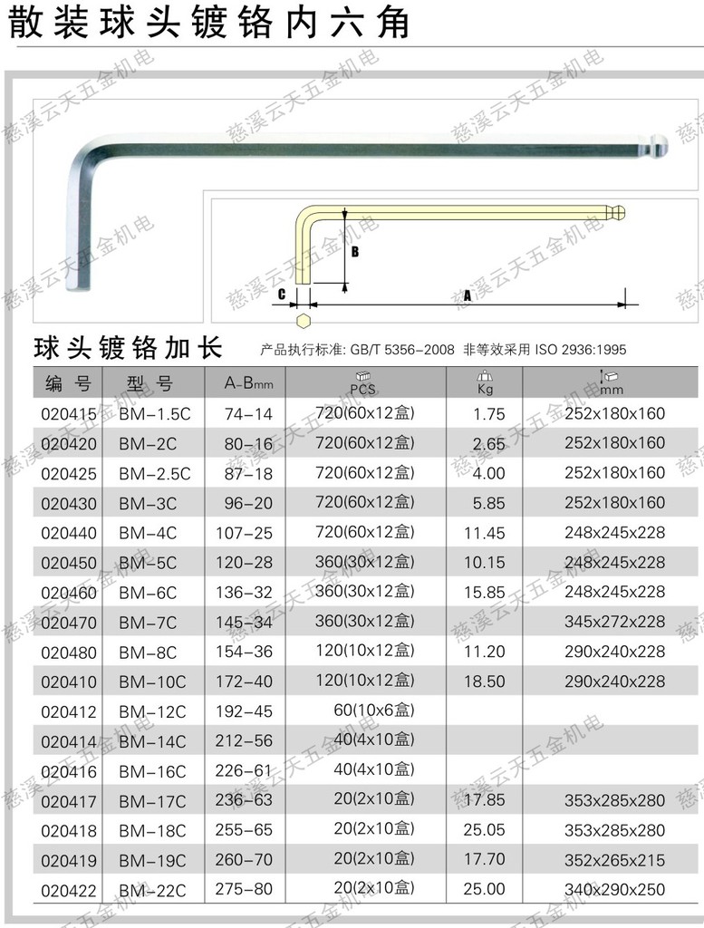 捷科球头内六角扳手镀铬 020315 020415 020