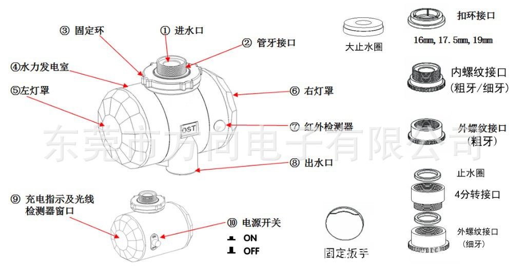 led水龙头 全防水设计 发电led灯 节能环保 led灯批发