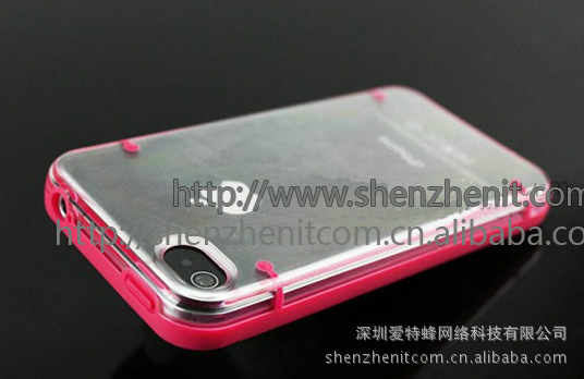 iphone4S保护壳 外壳 硅胶水晶边框套 深圳手机