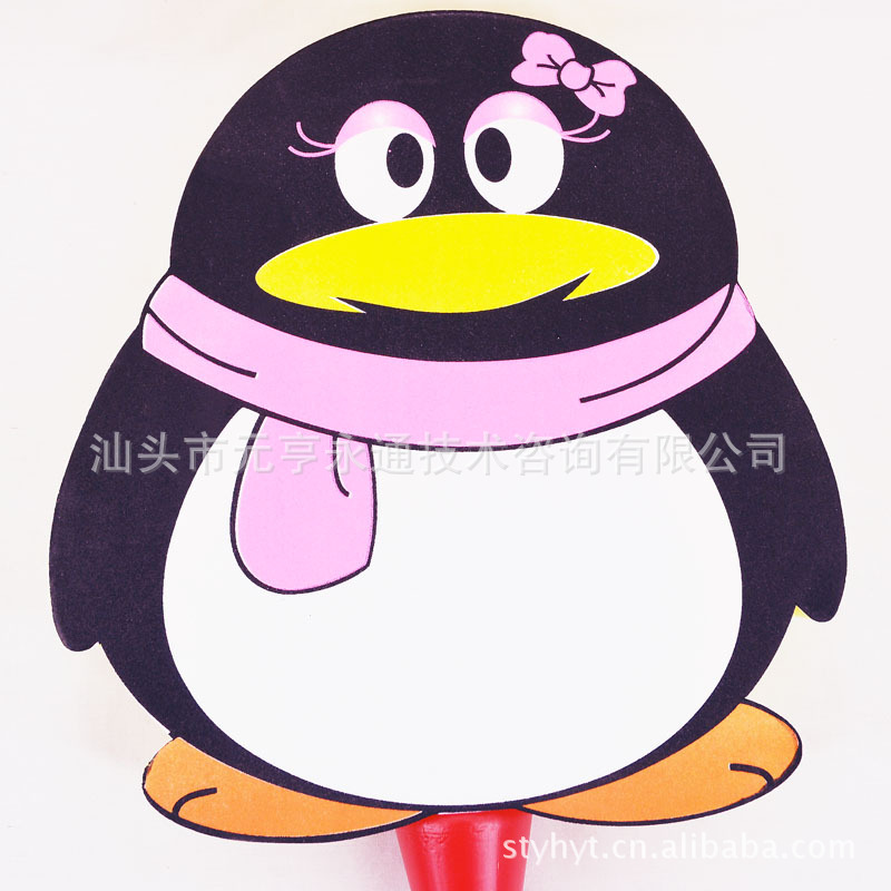 【动漫企鹅海绵球拍 QQ海绵玩具球拍 卡通企鹅