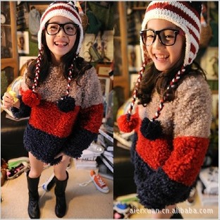 12秋款韩版帅气条纹假2件<em>儿童毛衣</em> <em>儿童</em>针织衫