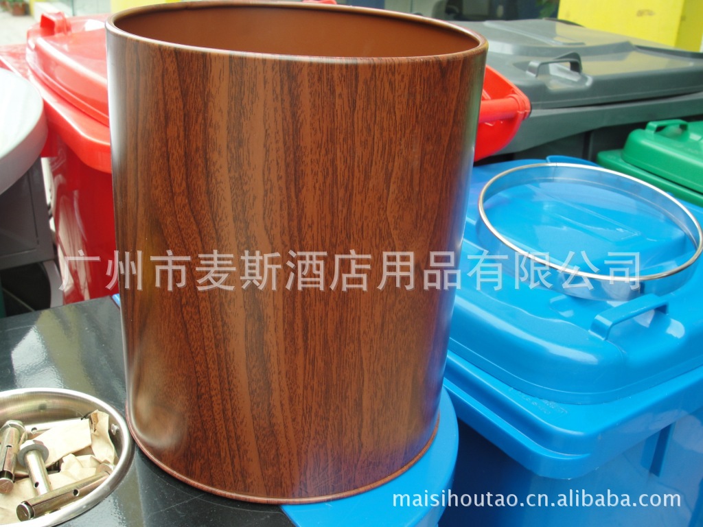 厂家直销GPX-564金圈红桃木双层房间垃圾桶