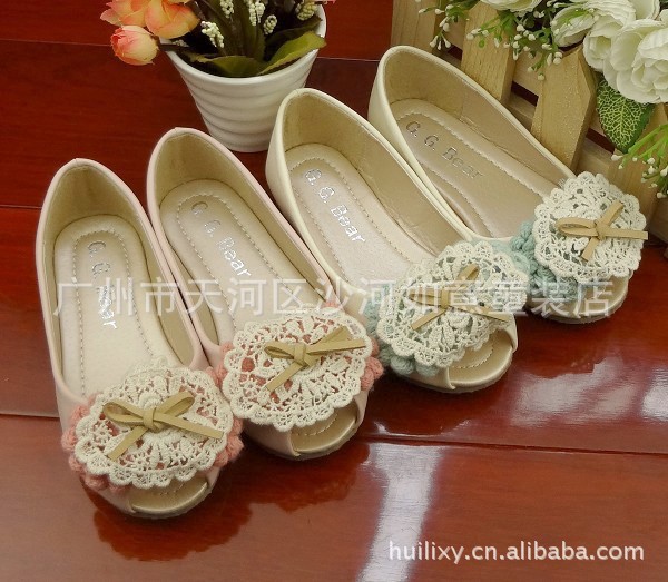 2012夏款花边上蝴蝶结玫瑰花公主鞋/单鞋/女童鞋现货586-6
