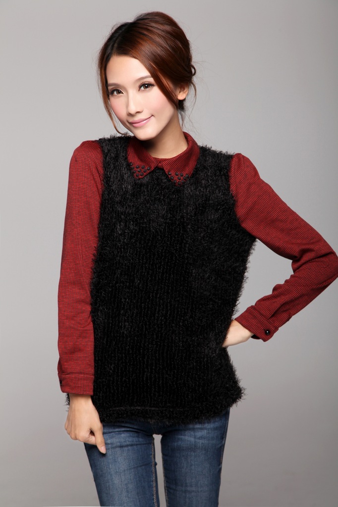 【2012冬季新款 淑女简约 烫钻<em>衬衣领 羽毛</em>纱 