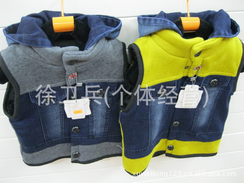 2012秋冬新款 英国旗<em>牛仔</em>棉<em>马甲 童装</em>批发 - 阿