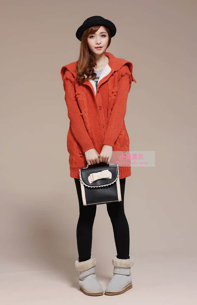 秋冬<em>韩版</em>女装加绒加厚<em>毛线</em>大衣<em>女款</em>大码长款开