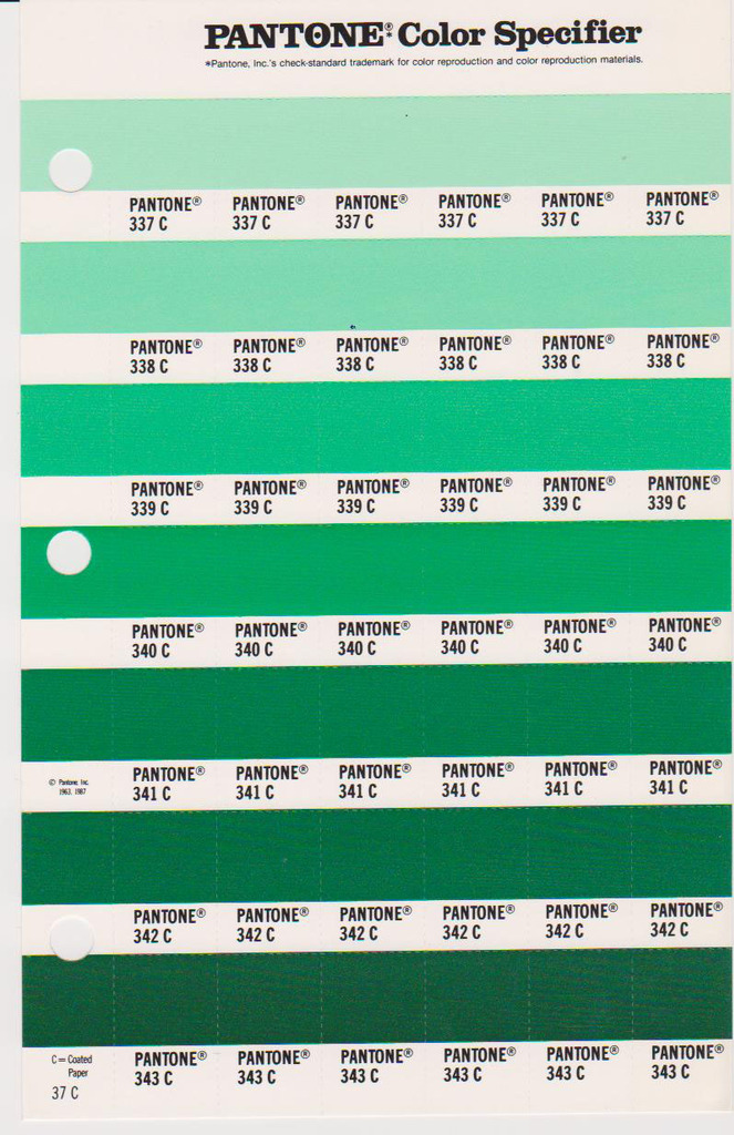 337c,338c,339c,340c,341c,342c,343c 37c pantone 单张 色卡