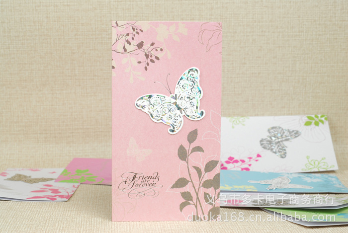 新款 祝福贺卡1120感恩贺卡 蝴蝶手工贺卡图片