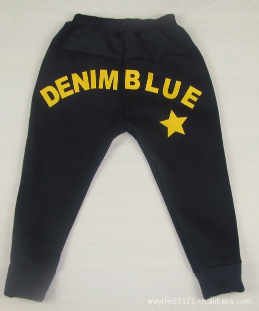 童装裤子韩版全棉<em>英文</em>男童裤女童裤儿童宝宝长