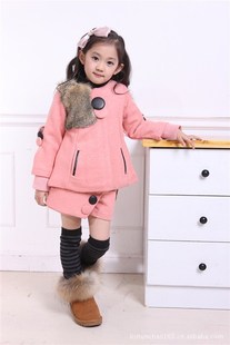 批发采购童<em>套装</em>-2012年冬季女孩<em>毛妮</em>风尚欧美