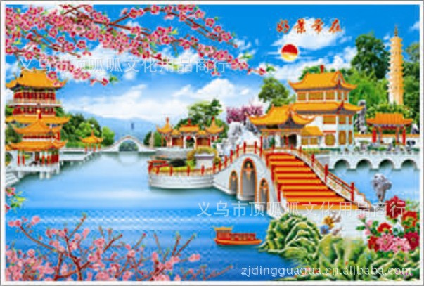 C7444B 蛇年年画 手绘风景墙画 100*70cm 10