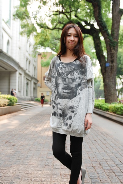 【2012宽松圆领00蝙蝠袖印动物老虎头抽象套