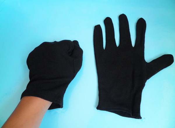 厂家供应黑色棉毛手套礼仪针织作业手套防护手