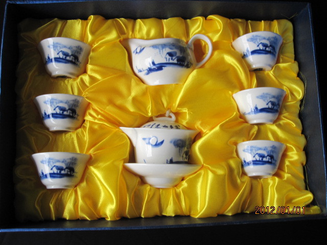 化陶瓷茶具 8头青花精品茶具套装 高档礼品茶
