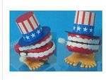 獨傢設計美國戴禮帽牙齒上鏈玩具   新奇特玩具