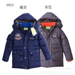 中大童外套加厚  2色 胸前繡花 格子帽裡佈 廠傢直銷貨 1013