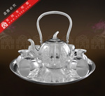纯银工艺品-茶具-银茶具.纯银茶具.高工艺日式皇冠茶具-花图