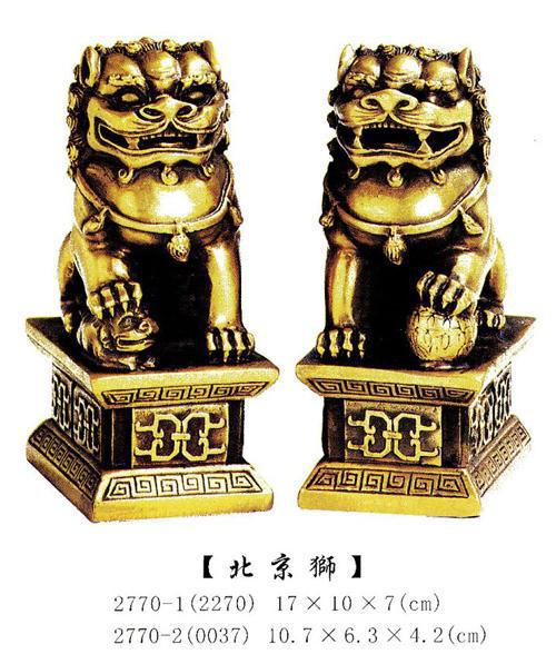 玻璃钢看门狮子仿金 仿铜 中国风格 吉祥 辟邪