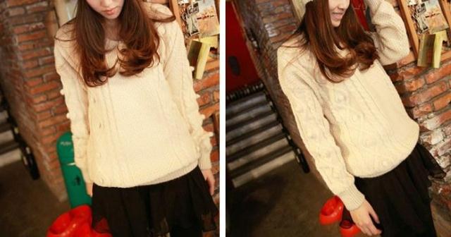 <em>毛衣</em>2012新品女装复古粗线棒针<em>麻花</em>大码针织