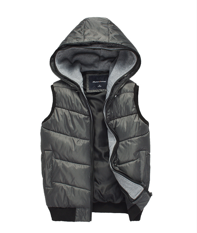 【6016冬款<em>男士</em>棉<em>马甲 假两件</em>双帽时尚保暧加