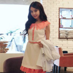 2012夏季新款i镂空烧花 甜美单排扣腰带修身背心裙配腰带*3993