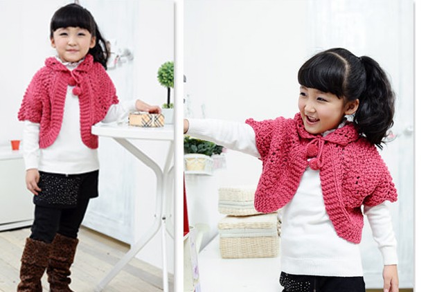 【厂家直销秋<em>冬季</em>女童手织<em>毛衣外套披肩</em>/0906