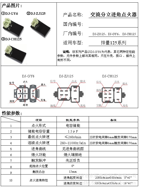 摩托车点火器gy6ch125zj125系列厂家直销