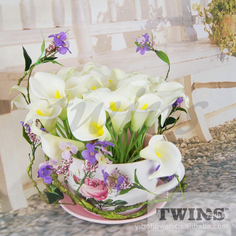 小额批发 高仿真花 pu所束马蹄莲 绢花 人造假