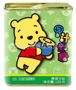 【滨崎迪士尼105克果汁软糖 青提味 铁盒全新