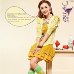 禾苑2012新款时尚女装春装烫钻公主裙两件套公主气质连衣裙3086