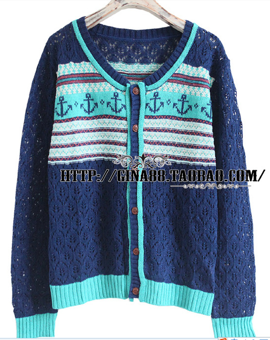 批发采购女式针织衫-w closet <em>海军</em>风锚图案花