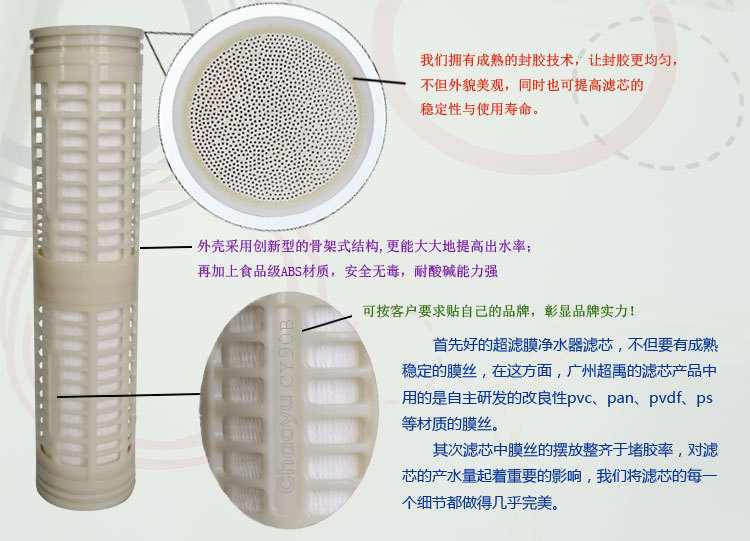 【厂家直销】中空纤维膜大流量滤芯   *广州超禹所有超滤膜滤芯