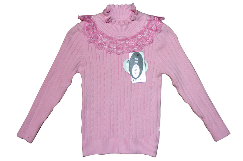 女童<em>毛衣</em> 物美价优<em>女款</em>精致蕾丝<em>花边高领毛衣</em>
