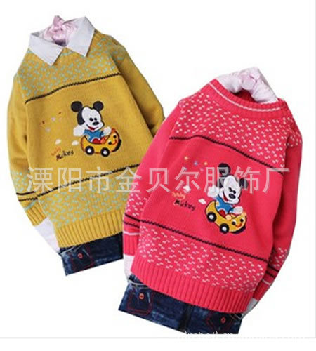 【新款童装<em>毛衣</em>批发 卡通<em>米奇图案</em>肩扣<em>宝宝毛</em>