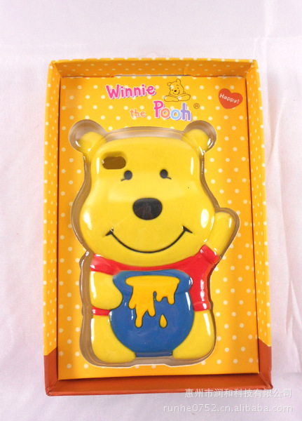 维尼熊硅胶保护套 iphone 4 保护套